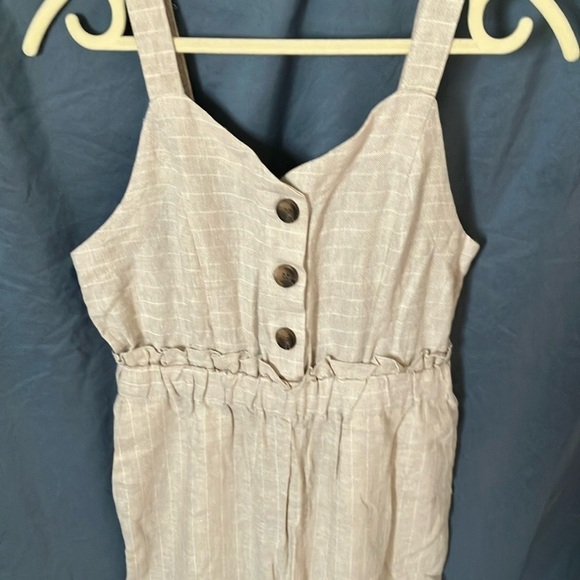 Romeo+Juliet Couture: Ivory/Tan Jumpsuit- adjustable straps, pockets, wide leg-M - Picture 6 of 16